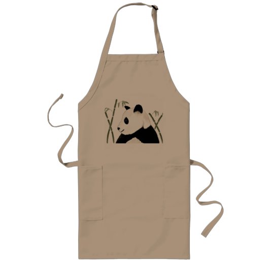 Waterverf Giant Panda Apron Lang Schort (Voorkant)