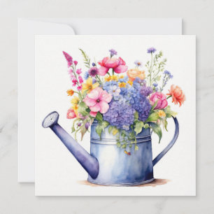 Waterverf Gietkan en Zomerbloemen  Kaart