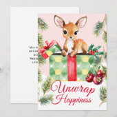 Waterverf Gift Herten Vakantie Kerstmis Kaart (Voorkant / Achterkant)