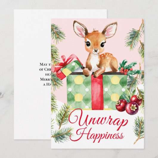 Waterverf Gift Herten Vakantie Kerstmis Kaart (Voorkant / Achterkant)