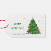 Waterverf Gift Tree Merry Christmas Gift Label Cadeaulabel (Achterkant Horizontaal)