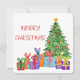 Waterverf Gift Tree Merry Christmas Kaart