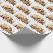 Waterverf Ginger Cat Birthday Cadeaupapier (Hoek)