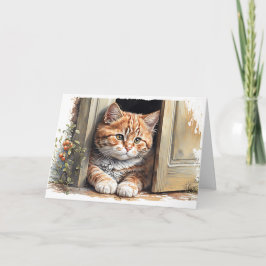Waterverf Ginger Cat Birthday Kaart
