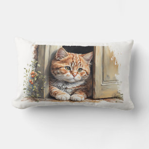Waterverf Ginger Cat in Deway Kussen