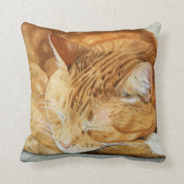 Waterverf Ginger Cat Square Sierkussen