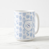 Waterverf Ginger Jar Blue White Personal Monogram Koffiemok (Voorkant rechts)