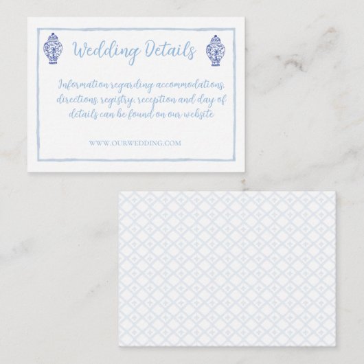 Waterverf Ginger Jar Monogram Crest, Chinoiserie Informatiekaartje (Voorkant / Achterkant)