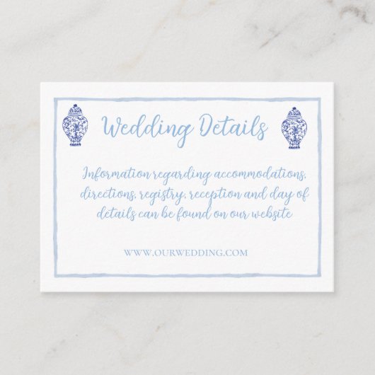 Waterverf Ginger Jar Monogram Crest, Chinoiserie Informatiekaartje (Voorkant)