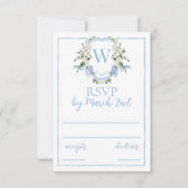 Waterverf Ginger Jar Monogram Crest, Chinoiserie RSVP Kaartje (Voorkant)