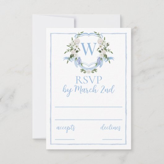 Waterverf Ginger Jar Monogram Crest, Chinoiserie RSVP Kaartje (Voorkant)