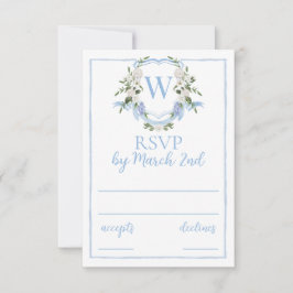 Waterverf Ginger Jar Monogram Crest, Chinoiserie RSVP Kaartje