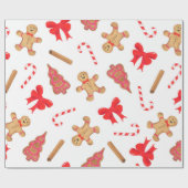 Waterverf Gingerbread Candy Cane Christmas Cadeaupapier (Vlak)