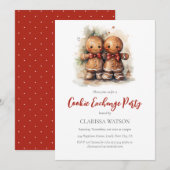 Waterverf Gingerbread Cookie Exchange Party Kaart (Voorkant / Achterkant)