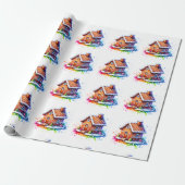 Waterverf Gingerbread House Christmas Wrapping Cadeaupapier (Uitgerold)