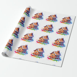 Waterverf Gingerbread House Christmas Wrapping Cadeaupapier