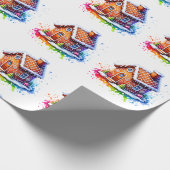 Waterverf Gingerbread House Christmas Wrapping Cadeaupapier (Hoek)