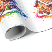 Waterverf Gingerbread House Christmas Wrapping Cadeaupapier (Rol Hoek)