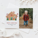 Waterverf Gingerbread House Foto Kerst Feestdagenkaart<br><div class="desc">vrolijk kerstfeest | Verstuur een feestelijke groet aan familie en vrienden met dit aanpasbare kerst briefkaart. Het beschikt over een peperkoekhuis versierd met snoepstokken,  pepermunt,  snoepjes en meer. Personaliseer door uw gegevens toe te voegen. Deze foto kerst briefkaart is beschikbaar in andere cardstock. Overeenkomende objecten zijn beschikbaar.</div>