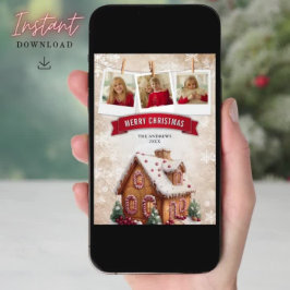 Waterverf Gingerbread House Foto Kerst Feestdagenkaart