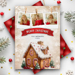 Waterverf Gingerbread House Foto Kerst Feestdagenkaart<br><div class="desc">Elegante kerstkaart met prachtige rustieke waterverf peperkoekhuisillustratie. Voeg eenvoudig jouw tekst toe aan deze gebruiksvriendelijke sjabloon en versier deze kaart met uw favoriete foto's om er een unieke vakantiepas van te maken.</div>
