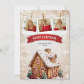 Waterverf Gingerbread House Foto Kerst Feestdagenkaart (Voorkant)