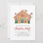 Waterverf Gingerbread House Kerstfeest Kaart (Voorkant)