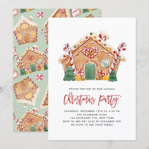 Waterverf Gingerbread House Kerstfeest Kaart