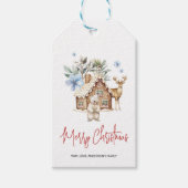 Waterverf Gingerbread House, Polar Beer & Reindee Cadeaulabel (Voorkant)