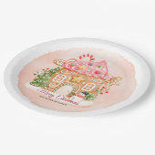 Waterverf Gingerbread House Xmas Feestdag Papieren Bordje (Gekanteld)