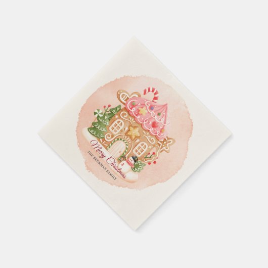 Waterverf Gingerbread House Xmas Feestdag Servet (Hoek)