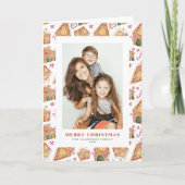 Waterverf Gingerbread Houses Foto Kerst Feestdagen Kaart (Voorkant)