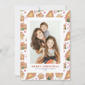 Waterverf Gingerbread Houses Foto Kerst Feestdagenkaart (Voorkant)