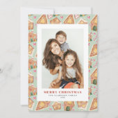 Waterverf Gingerbread Houses Foto Kerst Feestdagenkaart (Voorkant)