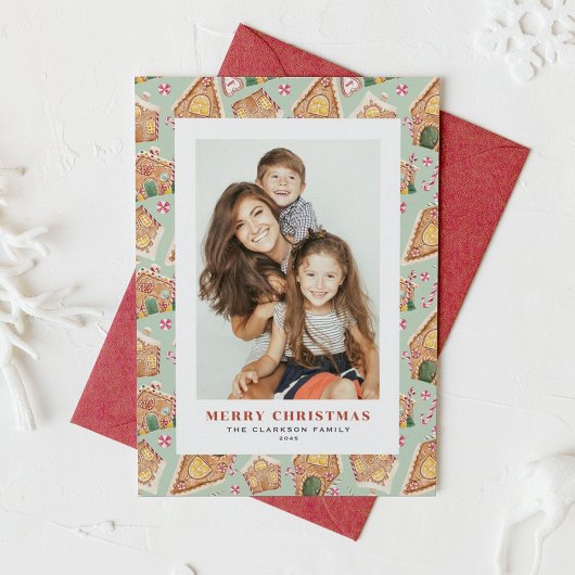 Waterverf Gingerbread Houses Foto Kerst Feestdagenkaart