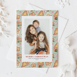 Waterverf Gingerbread Houses Foto Kerst Feestdagenkaart