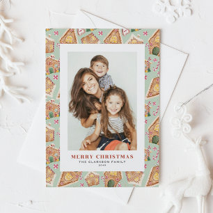 Waterverf Gingerbread Houses Foto Kerst Feestdagenkaart