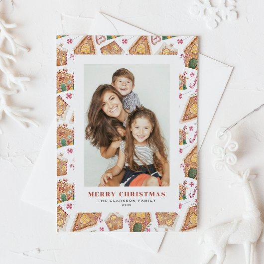 Waterverf Gingerbread Houses Foto Kerst Feestdagenkaart