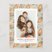 Waterverf Gingerbread Houses Foto Kerst Feestdagenkaart (Voorkant)