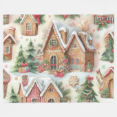 Waterverf Gingerbread Kerstmis Motieven Vakantie Fleece Deken (Voorkant (Horizontaal))