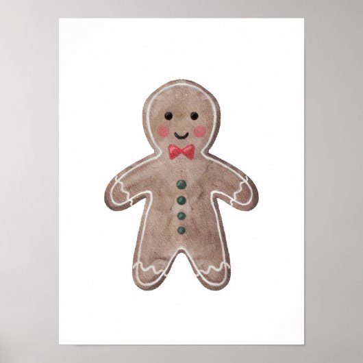 Waterverf Gingerbread Man poster (Voorkant)