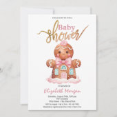 Waterverf Gingerbread Roze Baby shower Kaart (Voorkant)