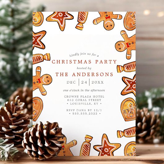 Waterverf Gingerbrood Cookies kerstfeest Kaart