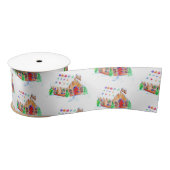 Waterverf Gingerbrood House Cute Merry Christma Satijnen Lint (Spoel)