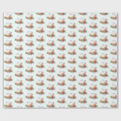 Waterverf Gingerbrood House Cute Merry Kerstry Cadeaupapier (Vlak)