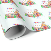 Waterverf Gingerbrood House Cute Merry Kerstry Cadeaupapier (Rol Hoek)