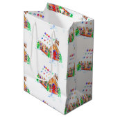 Waterverf Gingerbrood House Cute Merry Kerstry Medium Cadeauzakje (Voorkant Gekanteld)
