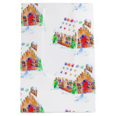 Waterverf Gingerbrood House Cute Merry Kerstry Medium Cadeauzakje (Achterkant)