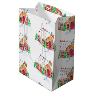 Waterverf Gingerbrood House Cute Merry Kerstry Medium Cadeauzakje