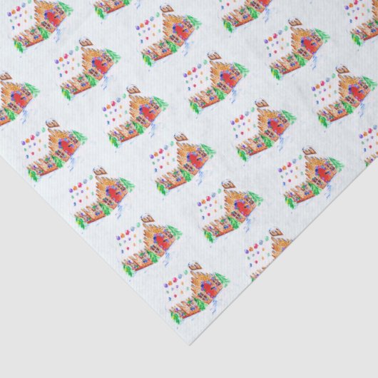 Waterverf Gingerbrood House Cute Merry Kerstry Tissuepapier (Detail)